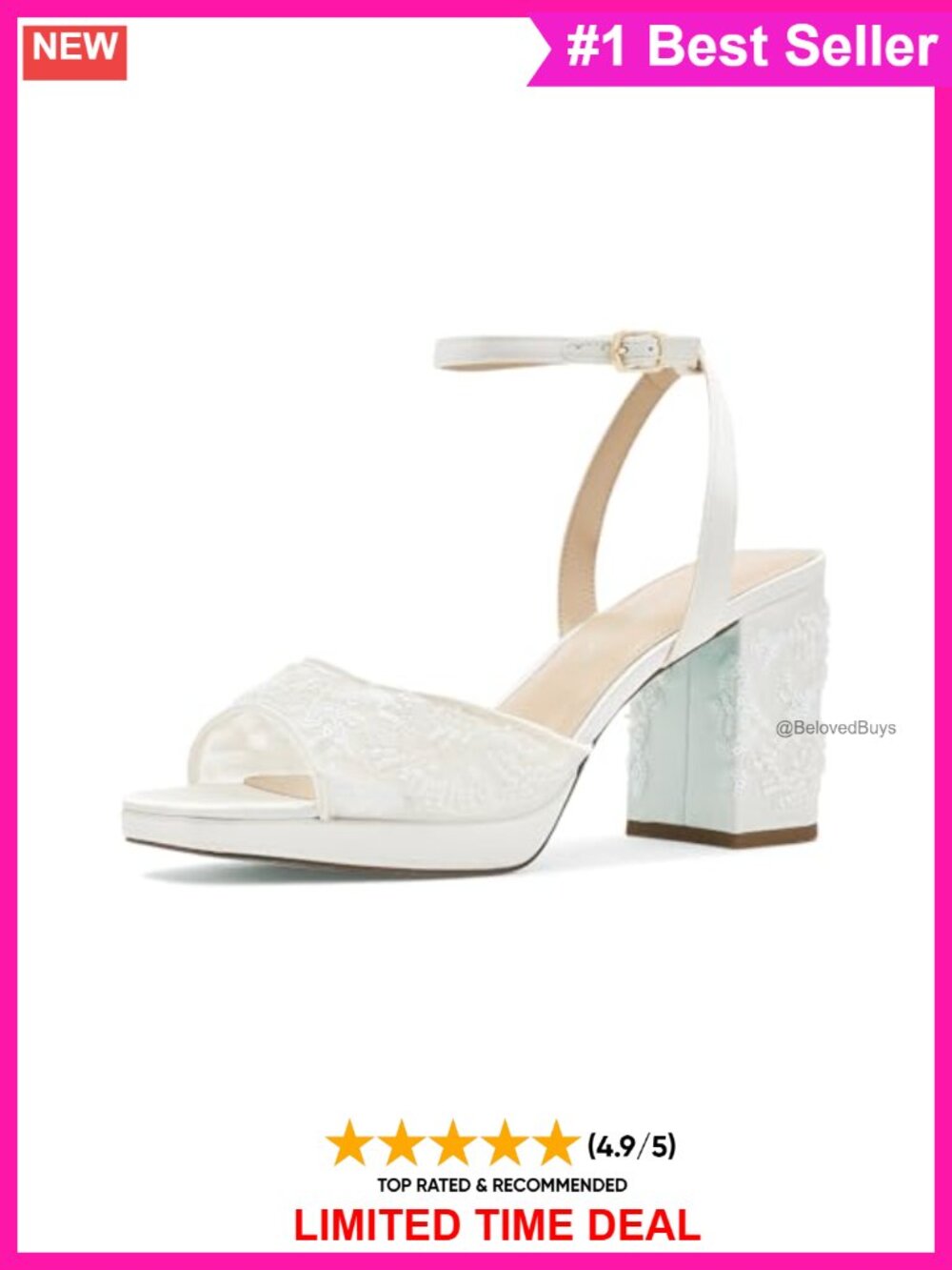 Mesh Platform Heeled Sandals Ankle Strap Block Heel Evening Formal
